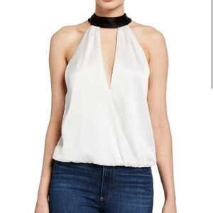 Alice & Olivia Maris Cross-Front Keyhole Halter Top